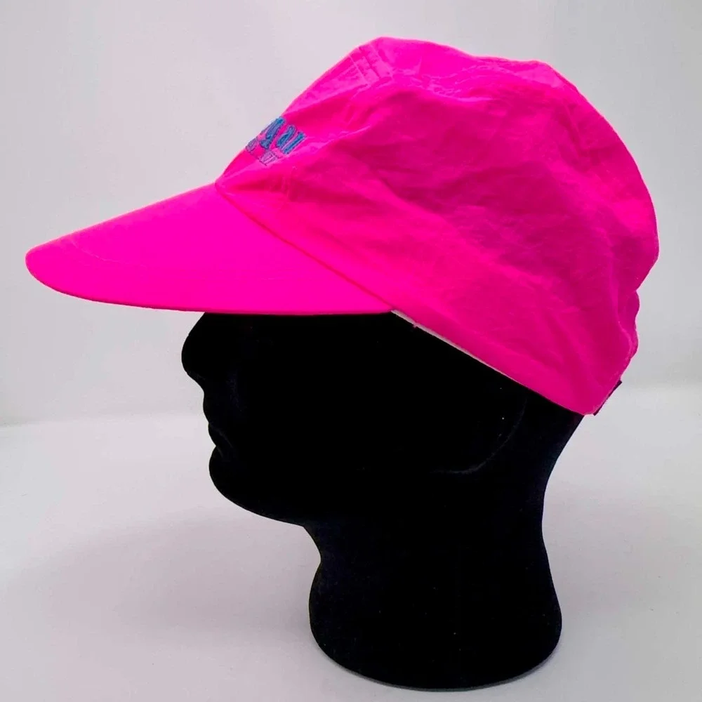 VTG Captain Morgan Neon Pink Spellout Camp Hat 80s 90s Nylon Taiwan OFSA Retro
